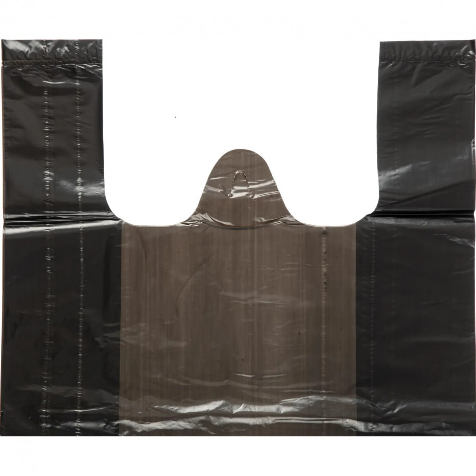 Пакет-майка УСИЛЕННЫЙ, ПНД, 40+18+70 см, черный, 30 мкм, 50 шт/уп