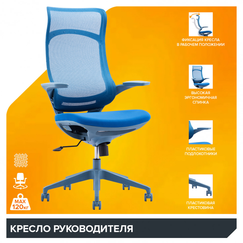 Кресло руководителя Everprof Spirit (Спирит) Сетка Синий