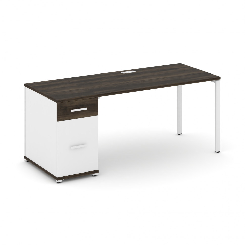 Concept Стол рабочий с 1 опорной тумбой CN.SP-407 W Дуб Мали/Белый Бриллиант/Металл Белый 1800*720*7