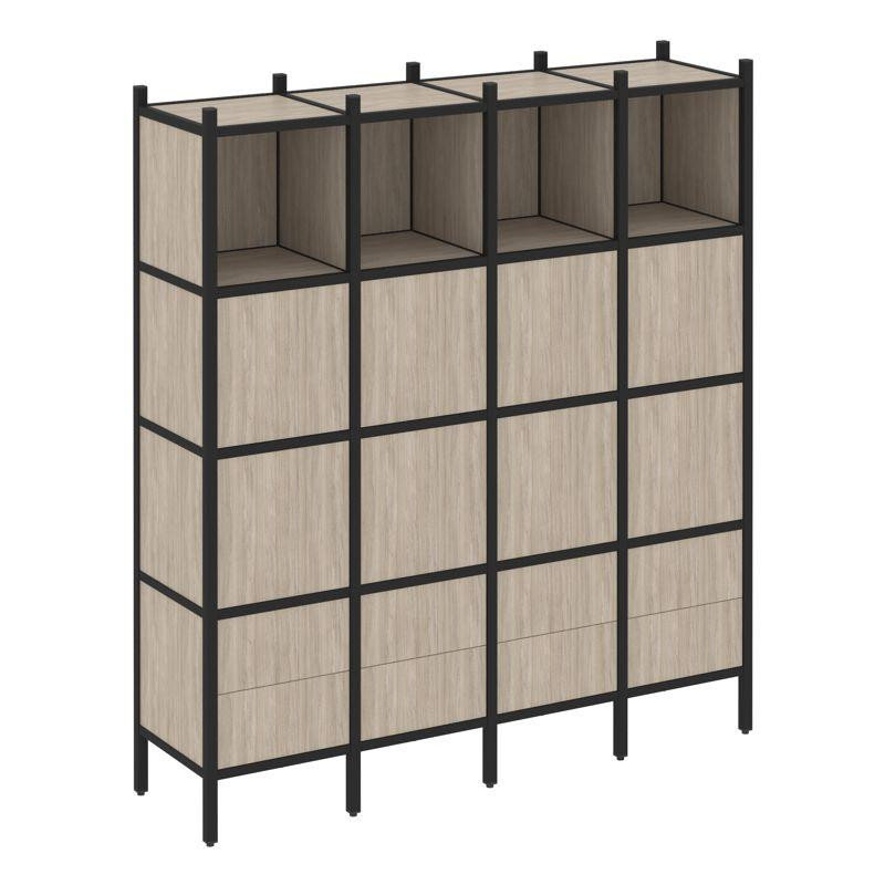 Loft Прямой стеллаж VR.L-09 Дуб Аттик/Металл Черный 1694*446*1869 Loft Прямой стеллаж VR.L-09 Дуб Аттик/Металл Черный 1694*446*1869