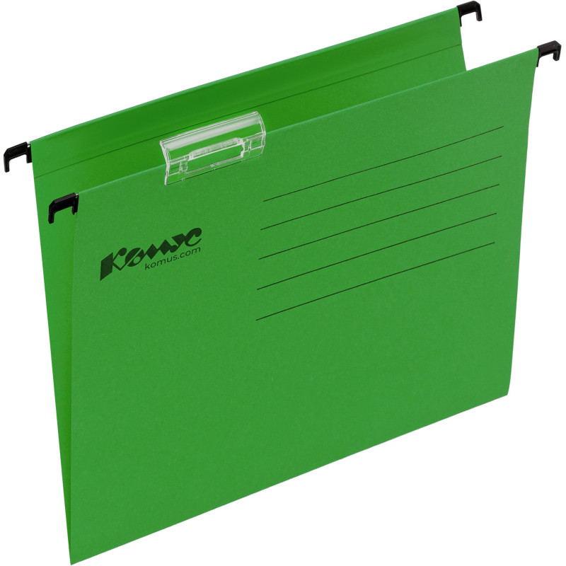 Папка подвесная регистратура Комус зеленая Foolscap, 25 шт