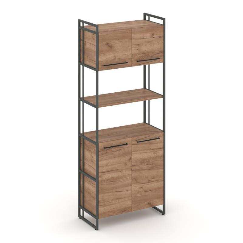 Rift Шкаф 5 ниш широкий RF.SS-53 Дуб Табак/Металл Антрацит/Черный Ручки 798*396*2010