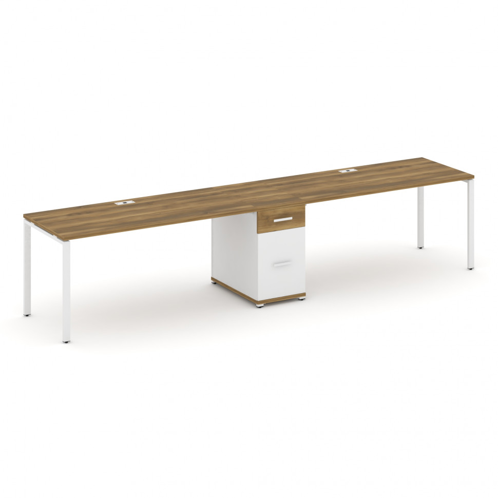 Concept Рабочая станция 2 места с 1 опорной тумбой CN.ORS-408 W Сандал Янтарный/Белый Бриллиант/Мета