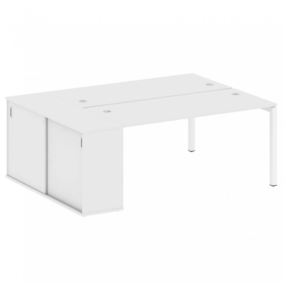 Metal System Quattro Рабочая станция с шкафом-купе на П-образном м/к 50БП.РС-СШК-1.4 Т Белый/Металл