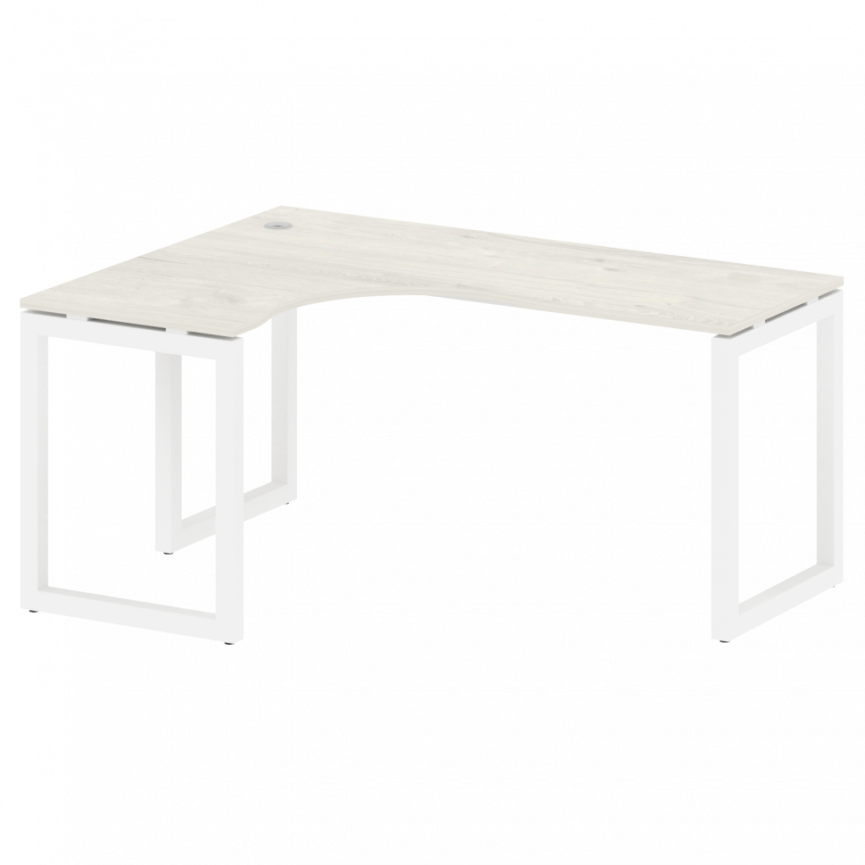 Metal System Quattro Стол криволинейный левый на О-образном м/к 50БО.СА-4 (L) Дуб Наварра/Металл Бел