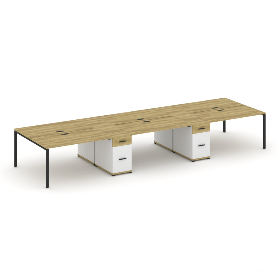 Concept Рабочая станция 6 мест с 2 опорными тумбами CN.DRS-455 B Дуб Винченцо/Белый Бриллиант/Металл Concept Рабочая станция 6 мест с 2 опорными тумбами CN.DRS-455 B Дуб Винченцо/Белый Бриллиант/Металл