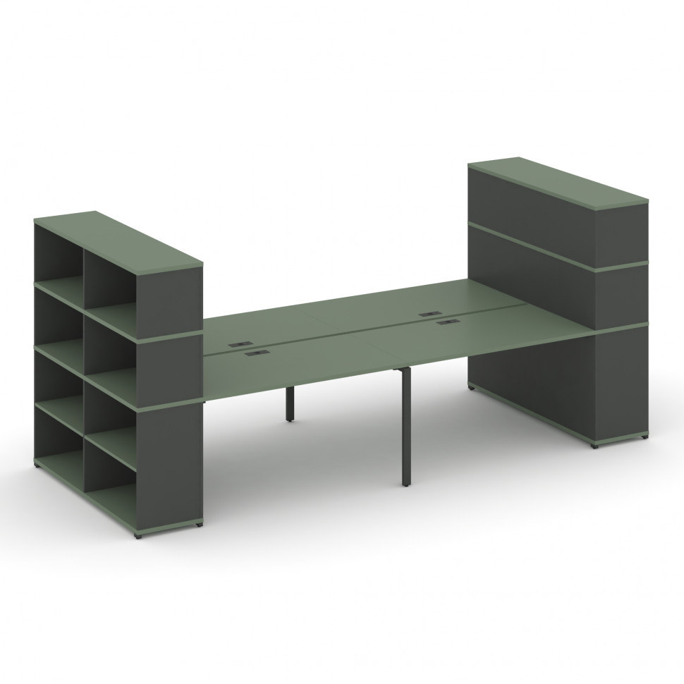 Concept Рабочая станция с опорными стеллажами с надставкой выс. CN.DRS-259 Кобо/Антрацит/Металл Антр