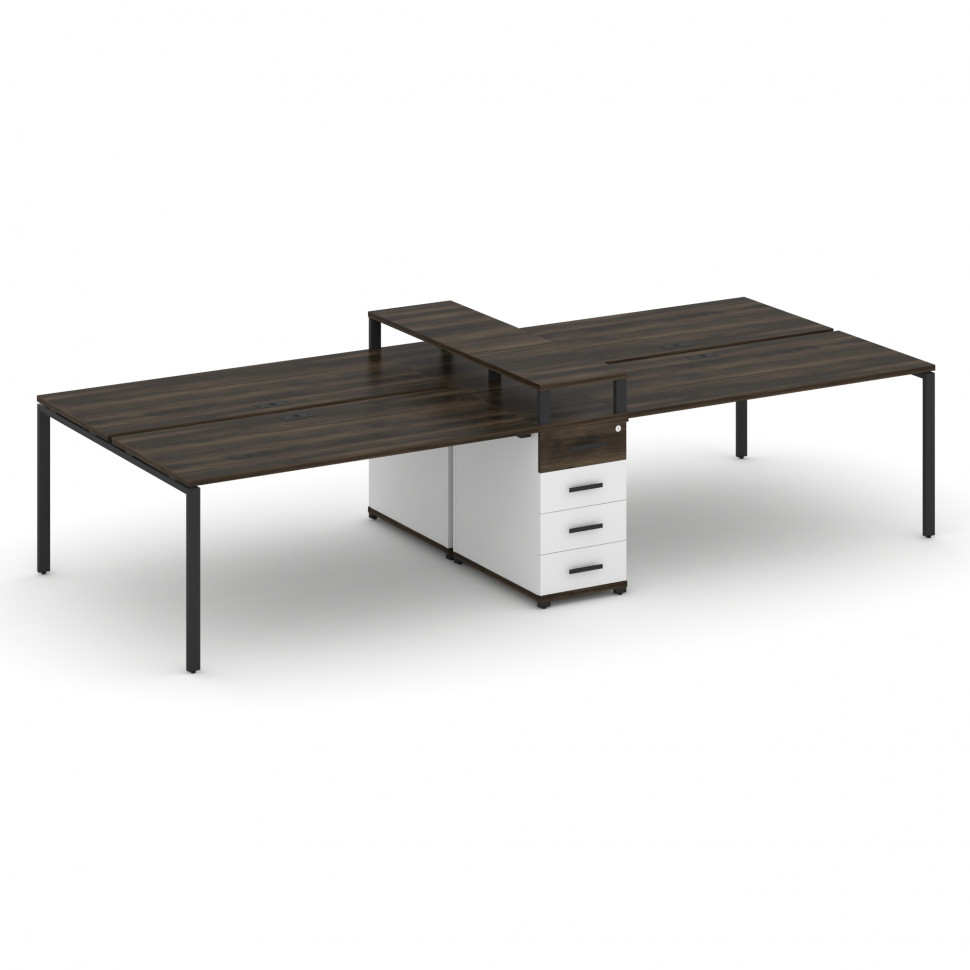 Concept Рабочая станция 4 места с 1 опорной тумбой CN.DRS-436 B Дуб Мали/Белый Бриллиант/Металл Черн Concept Рабочая станция 4 места с 1 опорной тумбой CN.DRS-436 B Дуб Мали/Белый Бриллиант/Металл Черн