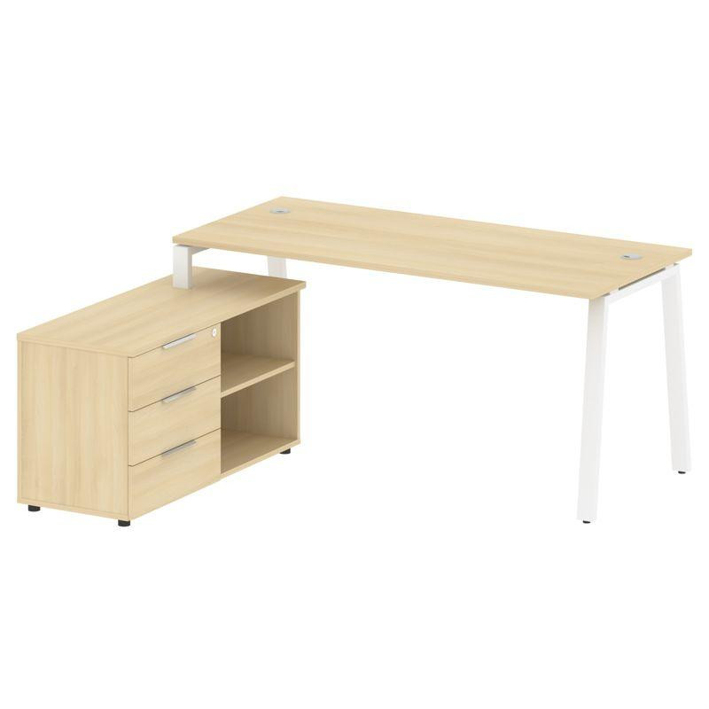 Metal System Рабочая станция с тумбой на А-образном м/к БА.РС-СТС-2.4 (L) Акация Лорка/Металл Белый