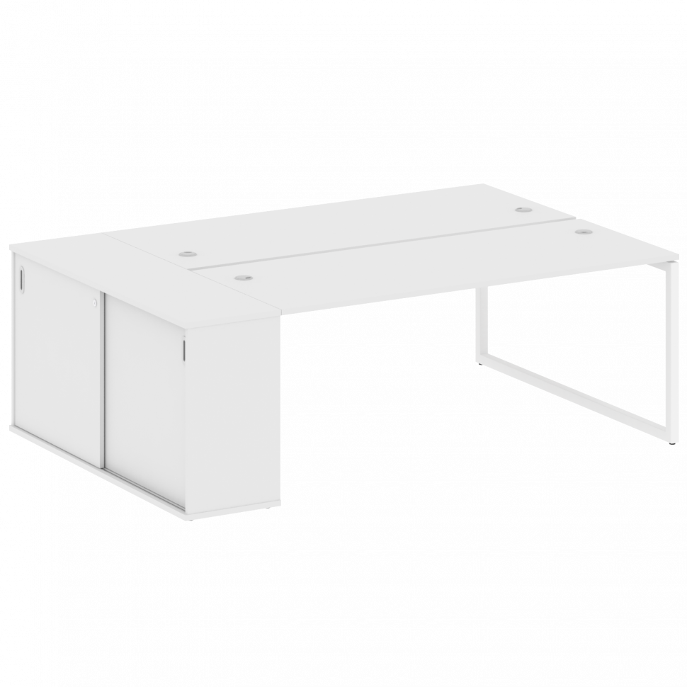 Metal System Quattro Рабочая станция с шкафом-купе на О-образном м/к 40БО.РС-СШК-1.5 Т Белый/Металл