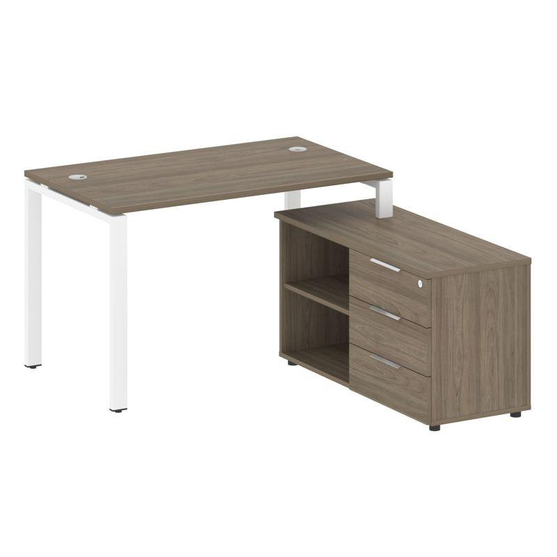 Metal System Рабочая станция с тумбой на П-образном м/к БП.РС-СТС-2.2 (R) Вяз Благородный/Металл Бел