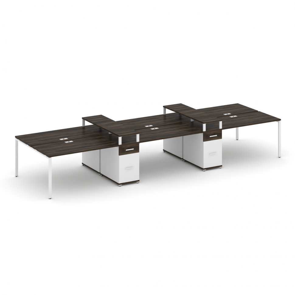 Concept Рабочая станция 6 мест с 2 опорными тумбами CN.DRS-471 W Дуб Мали/Белый Бриллиант/Металл Бел