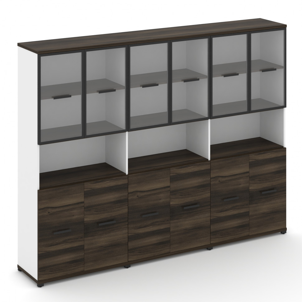 Concept Шкаф 3 широкие секции, 5 ниш CN.STS-533 RPB B Дуб Мали/Белый Бриллиант/Металл Черный/Прозрач Concept Шкаф 3 широкие секции, 5 ниш CN.STS-533 RPB B Дуб Мали/Белый Бриллиант/Металл Черный/Прозрач