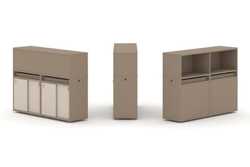 Estetica Набор №5. Тумба двойная+низкая надставка ES.NB.2N-5 Латте/Капучино 1500*410*1135