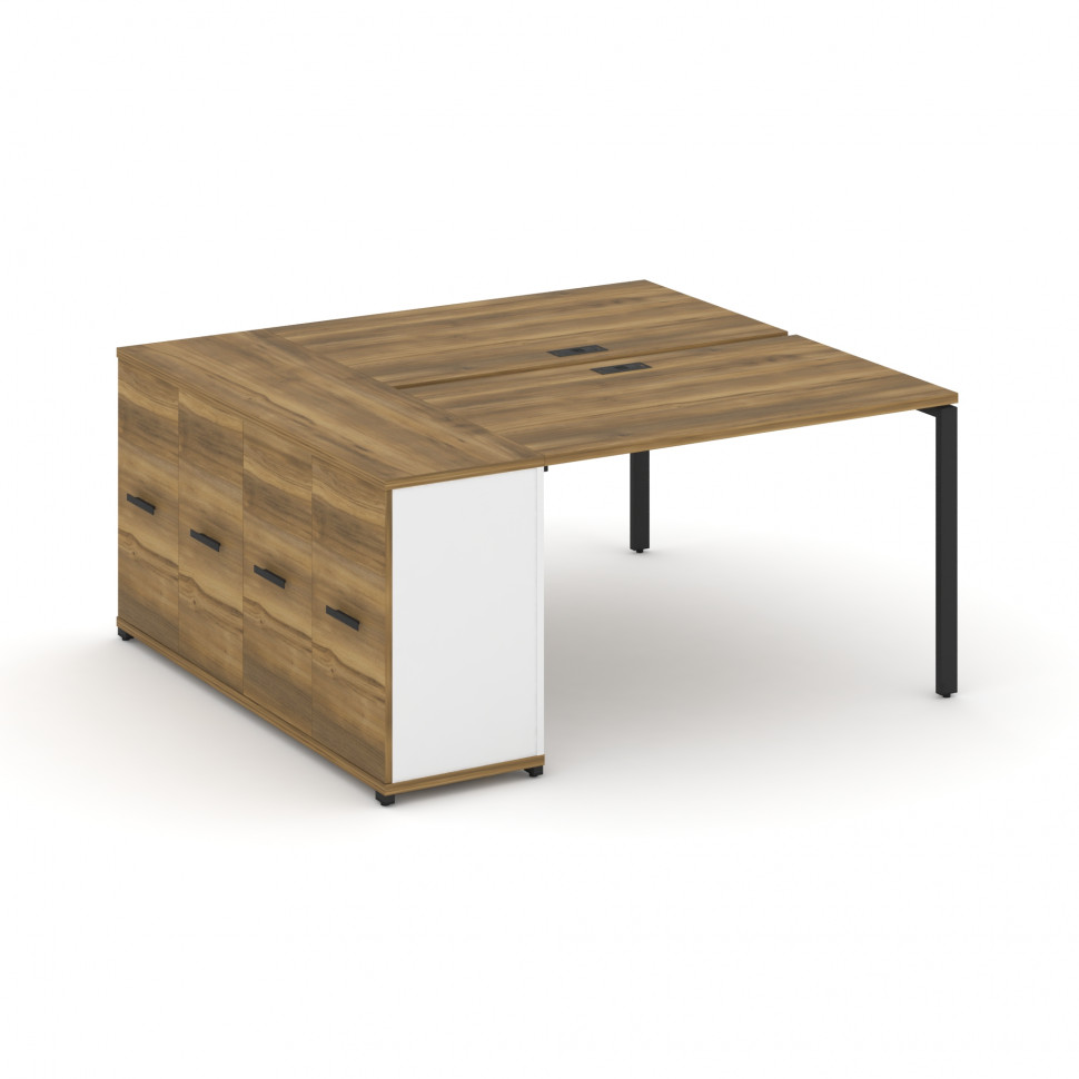 Concept Рабочая станция с опорным распаш. шкафом CN.DRS-218 B Сандал Янтарный/Белый Бриллиант/Металл