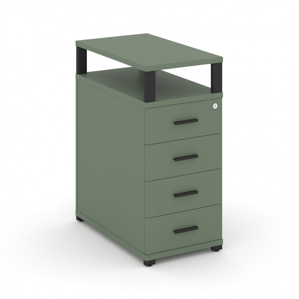 Concept Тумба опорная/приставная 4 ящ. с надставкой CN.TGO-003 B Кобо/Металл Черный 420*720*917