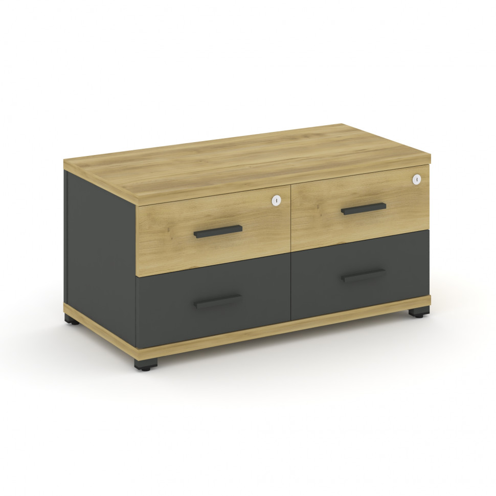 Concept Тумба приставная широкая 4 ящ. CN.TSP-001 A Дуб Винченцо/Антрацит/Металл Антрацит 836*420*41