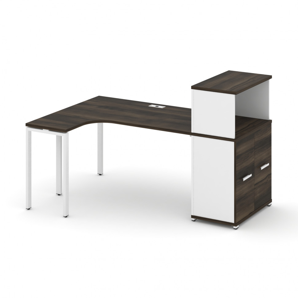 Concept Стол эргономичный с опорным распаш. шкафом с надставкой низ.  CN.SA-213(L) W Дуб Мали/Белый