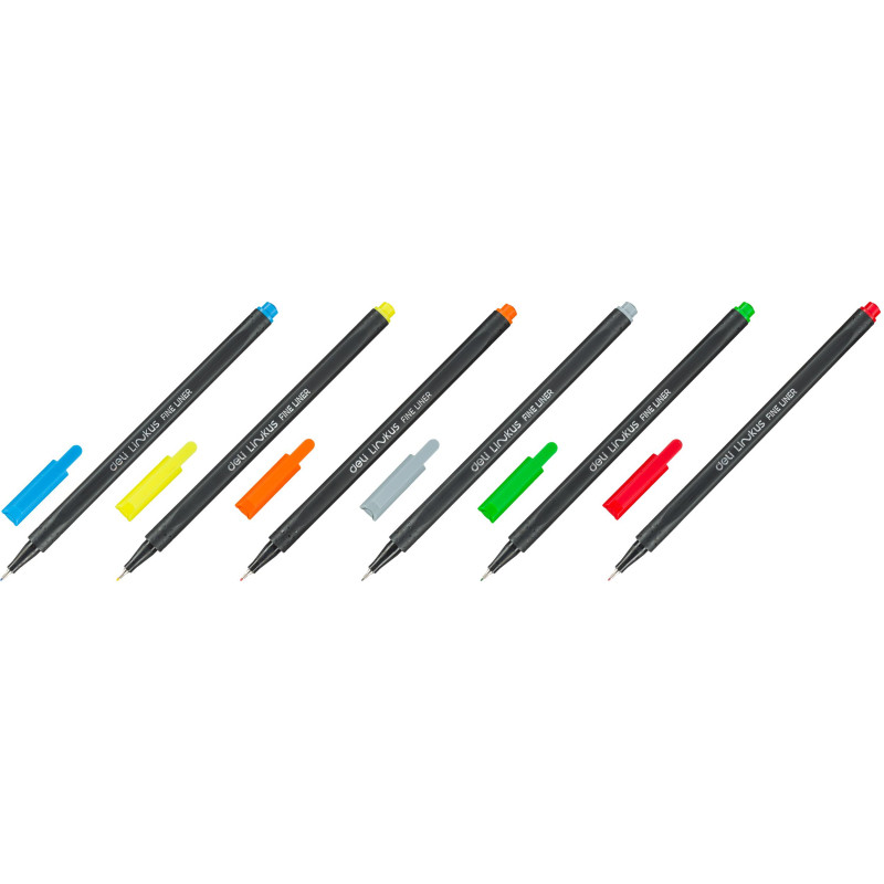 Набор линеров Deli толщина линии  0,45 мм, 6 цветов, с европодвесом