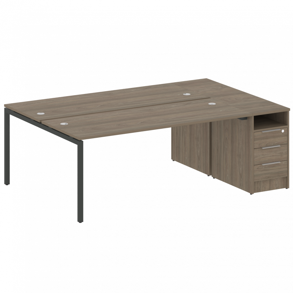Metal System Quattro Рабочая станция с тумбой на П-образном м/к 40БП.РС-СТП-2.5 Вяз Благородный/Мета