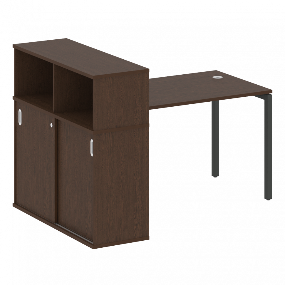 Metal System Quattro Стол письменный с шкафом-купе на П-образном м/к 40БП.РС-СШК-3.2 Т Венге Цаво/Ме Metal System Quattro Стол письменный с шкафом-купе на П-образном м/к 40БП.РС-СШК-3.2 Т Венге Цаво/Ме