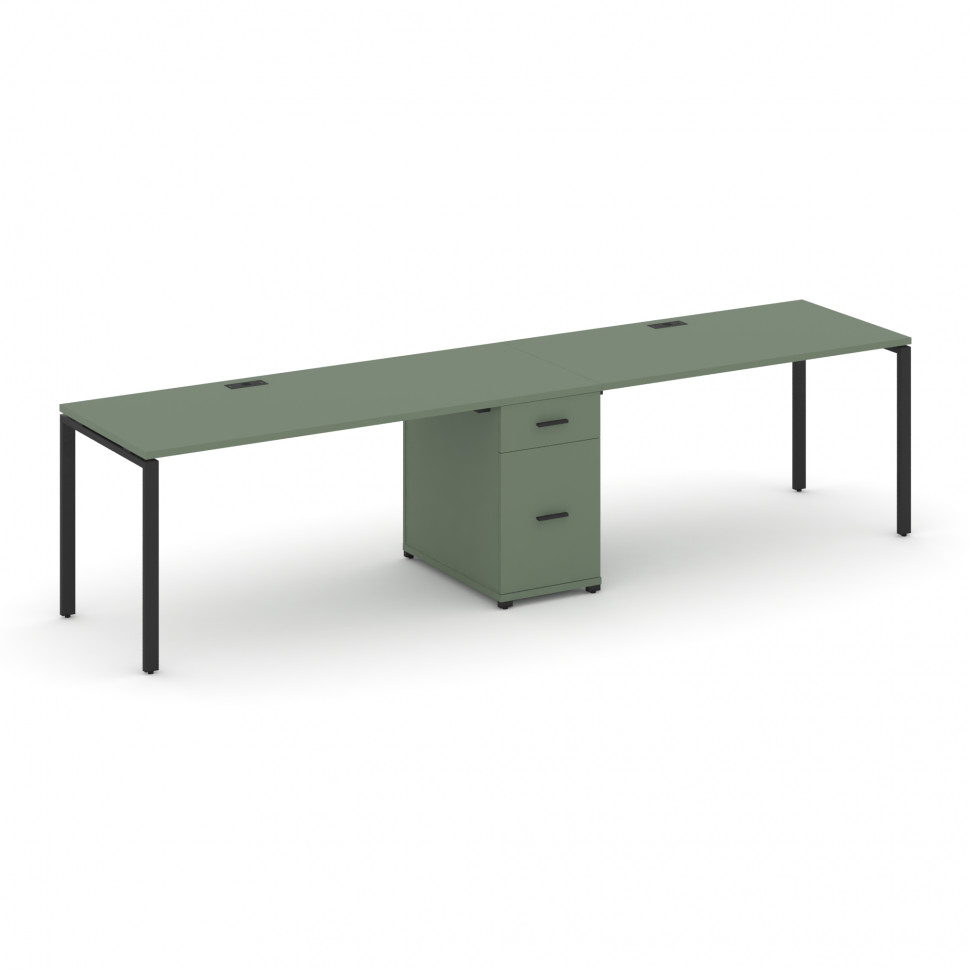 Concept Рабочая станция 2 места с 1 опорной тумбой CN.ORS-405 B Кобо/Металл Черный 2380*720*750