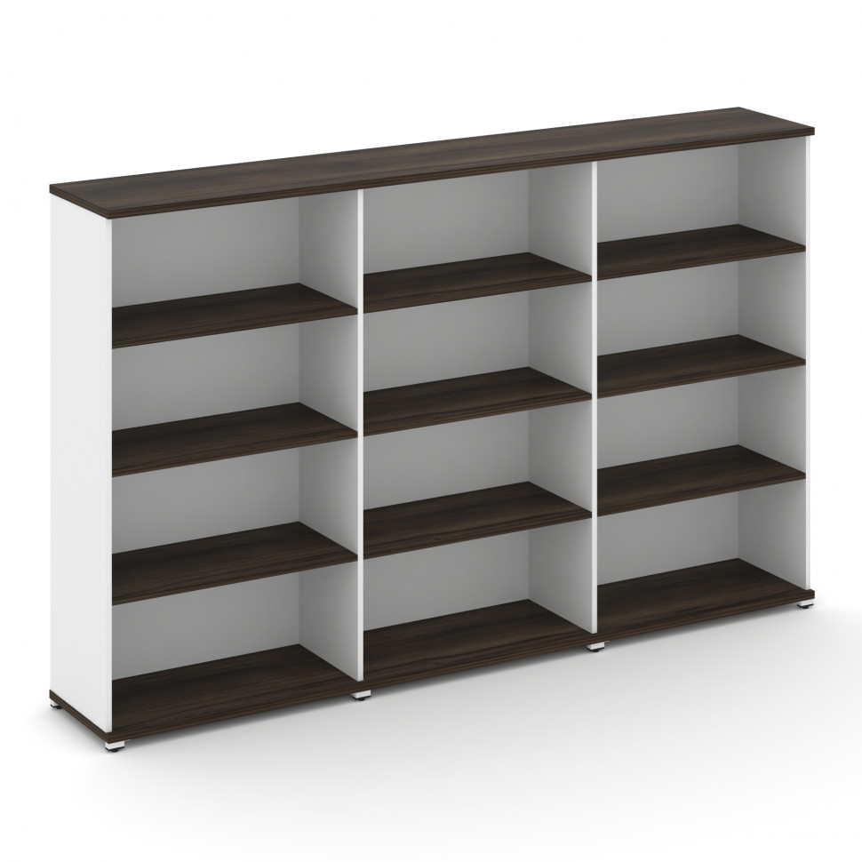 Concept Стеллаж 3 широкие секции, 4 ниши CN.STS-430 Дуб Мали/Белый Бриллиант/Металл Белый 2500*420*1