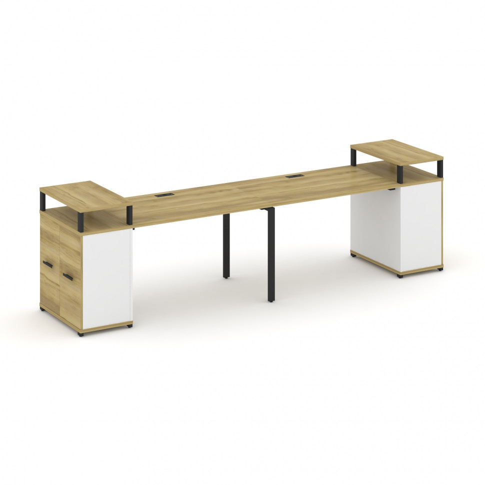 Concept Рабочая станция с опорными распаш. шкафами с верх. горизонтами  CN.ORS-222 B Дуб Винченцо/Бе