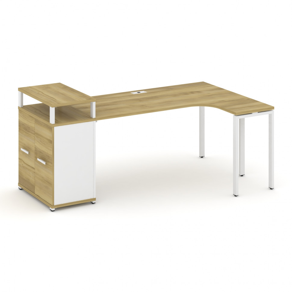 Concept Стол эргономичный с опорным распаш. шкафом с верх. горизонтом CN.SA-212(R) W Дуб Винченцо/Бе