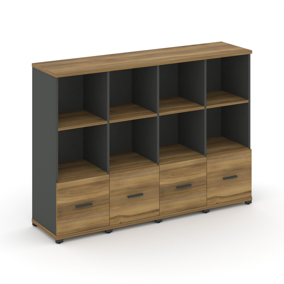 Concept Шкаф 4 узкие секции, 3 ниши CN.STU-341 A Сандал Янтарный/Антрацит/Металл Антрацит 1668*420*1