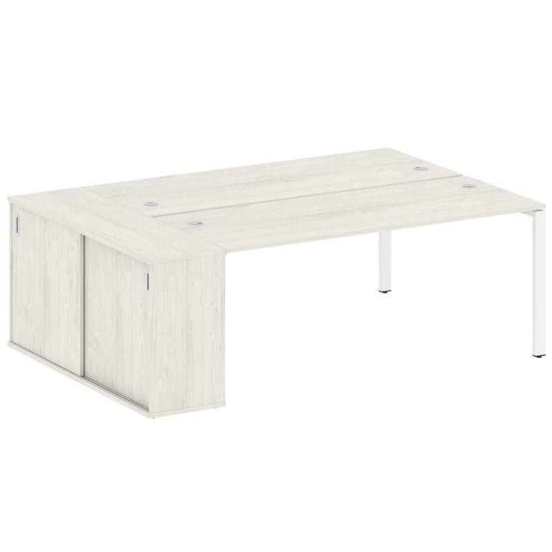 Metal System Рабочая станция с шкафом-купе на П-образном м/к БП.РС-СШК-1.5 Т Дуб Наварра/Металл Белы Metal System Рабочая станция с шкафом-купе на П-образном м/к БП.РС-СШК-1.5 Т Дуб Наварра/Металл Белы