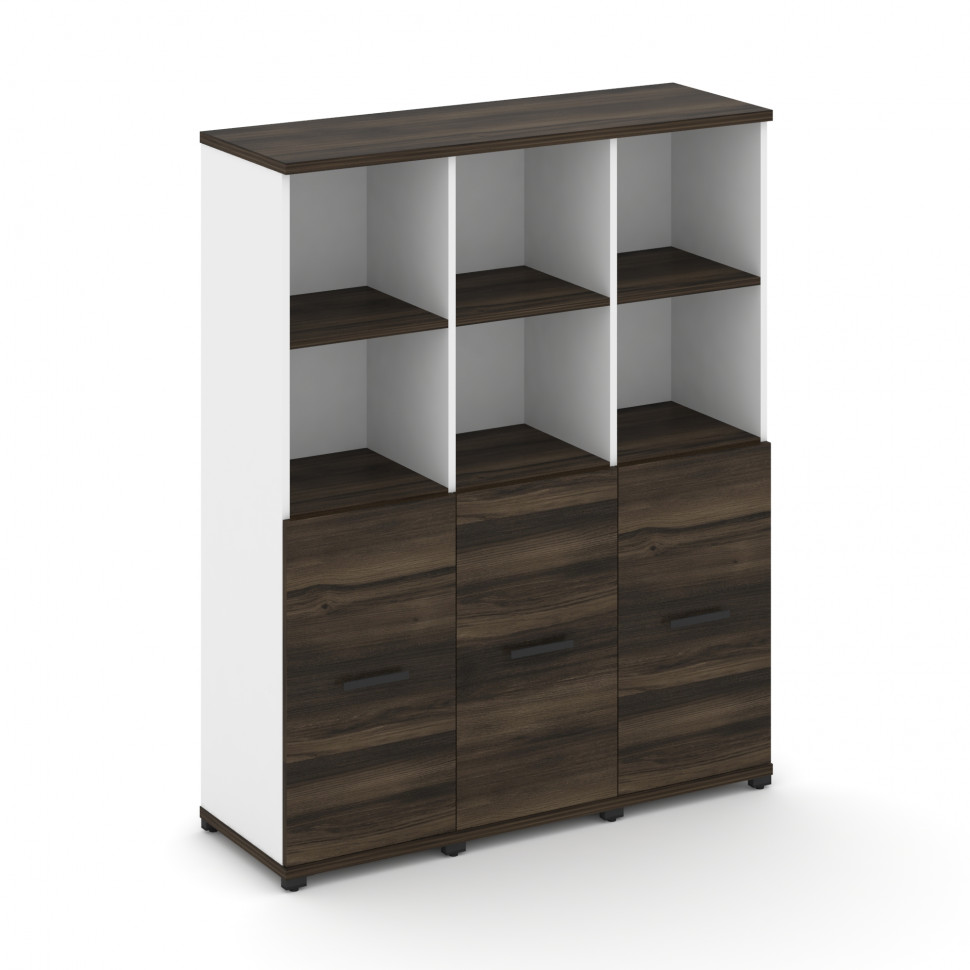 Concept Шкаф 3 узкие секции, 4 ниши CN.STU-431 B Дуб Мали/Белый Бриллиант/Металл Черный 1252*420*155