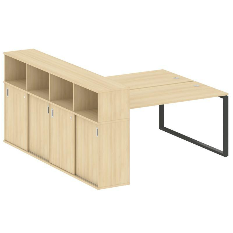 Metal System Рабочая станция с шкафом-купе на О-образном м/к БО.РС-СШК-4.4 Т Акация Лорка/Металл Ант