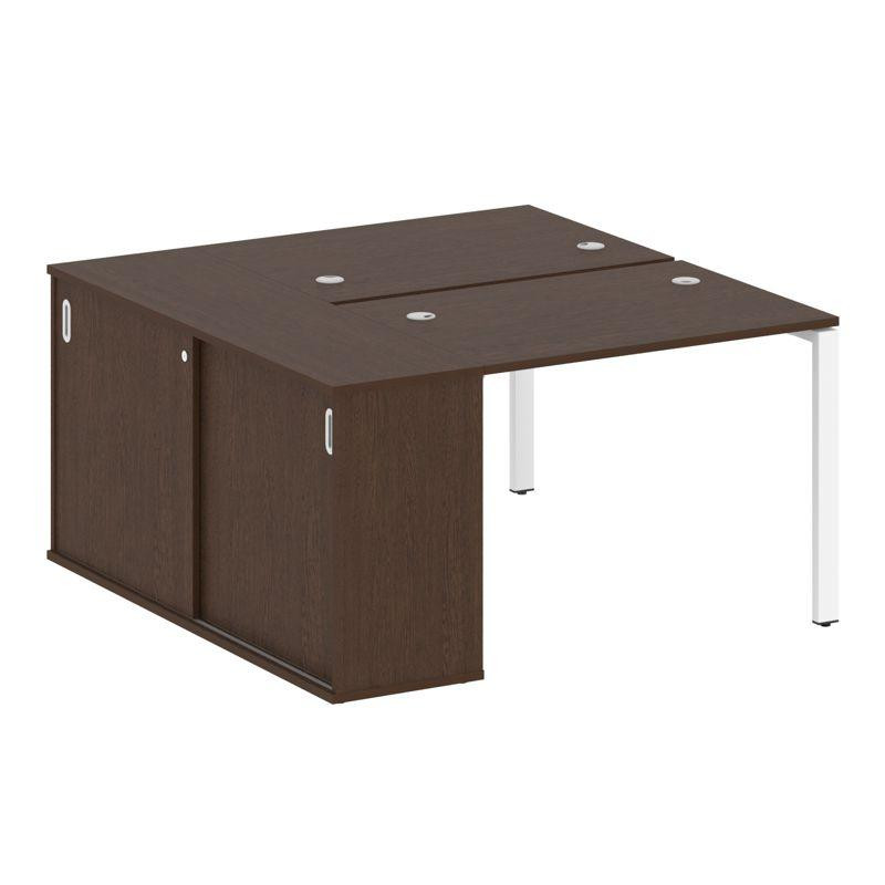 Metal System Рабочая станция с шкафом-купе на П-образном м/к БП.РС-СШК-1.1 Т Венге Цаво/Металл Белый