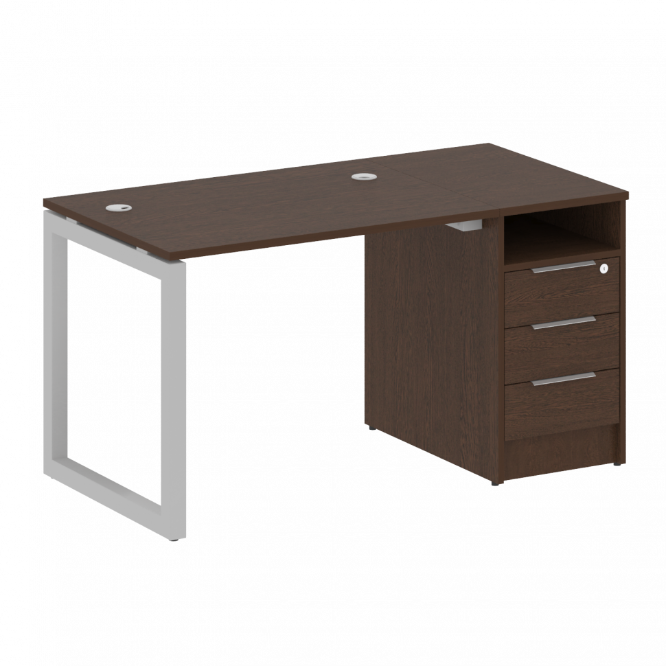Metal System Quattro Рабочая станция с тумбой на О-образном м/к 50БО.РС-СТП-1.1 Венге Цаво/Металл Се