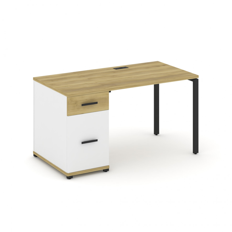 Concept Стол рабочий с 1 опорной тумбой CN.SP-405 B Дуб Винченцо/Белый Бриллиант/Металл Черный 1400* Concept Стол рабочий с 1 опорной тумбой CN.SP-405 B Дуб Винченцо/Белый Бриллиант/Металл Черный 1400*