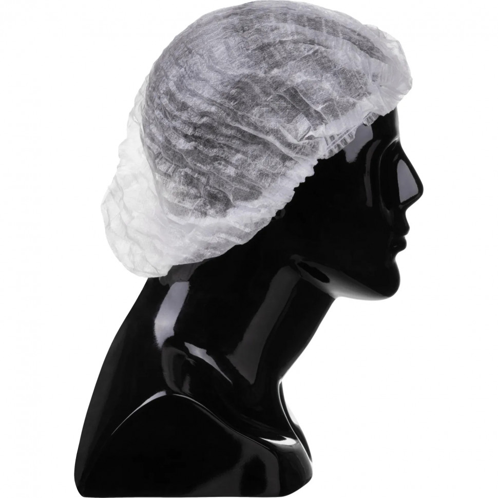 Шапочка Шарлотта неткан. белая, пл 12г 51 см 2 рез Комус  100шт/уп