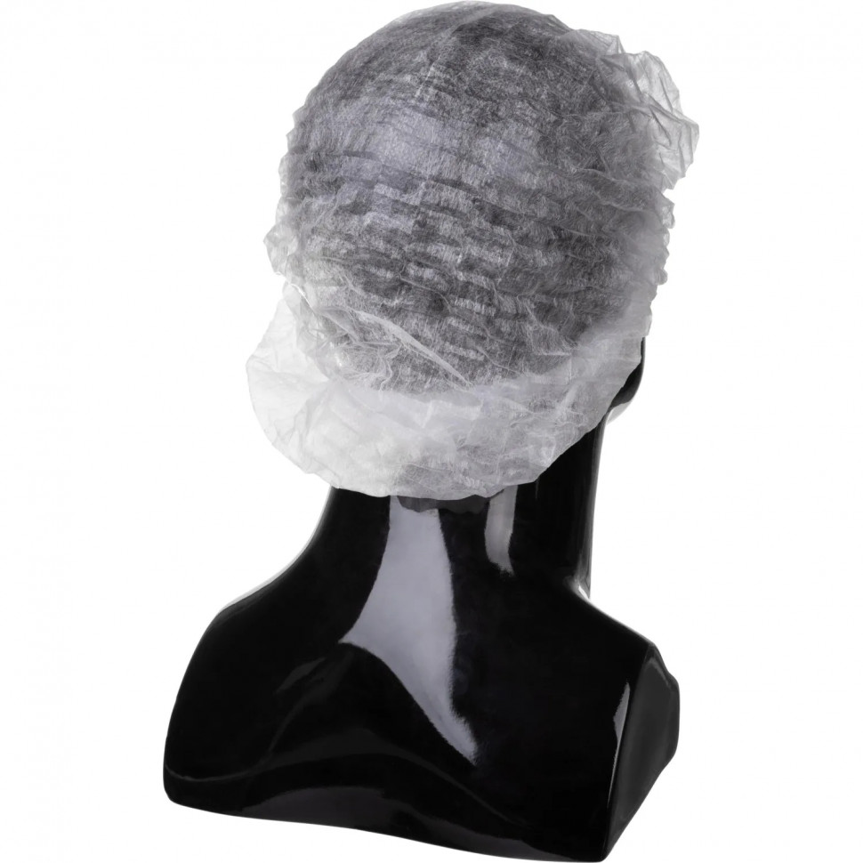 Шапочка Шарлотта неткан. белая, пл 12г 51 см 2 рез Комус  100шт/уп