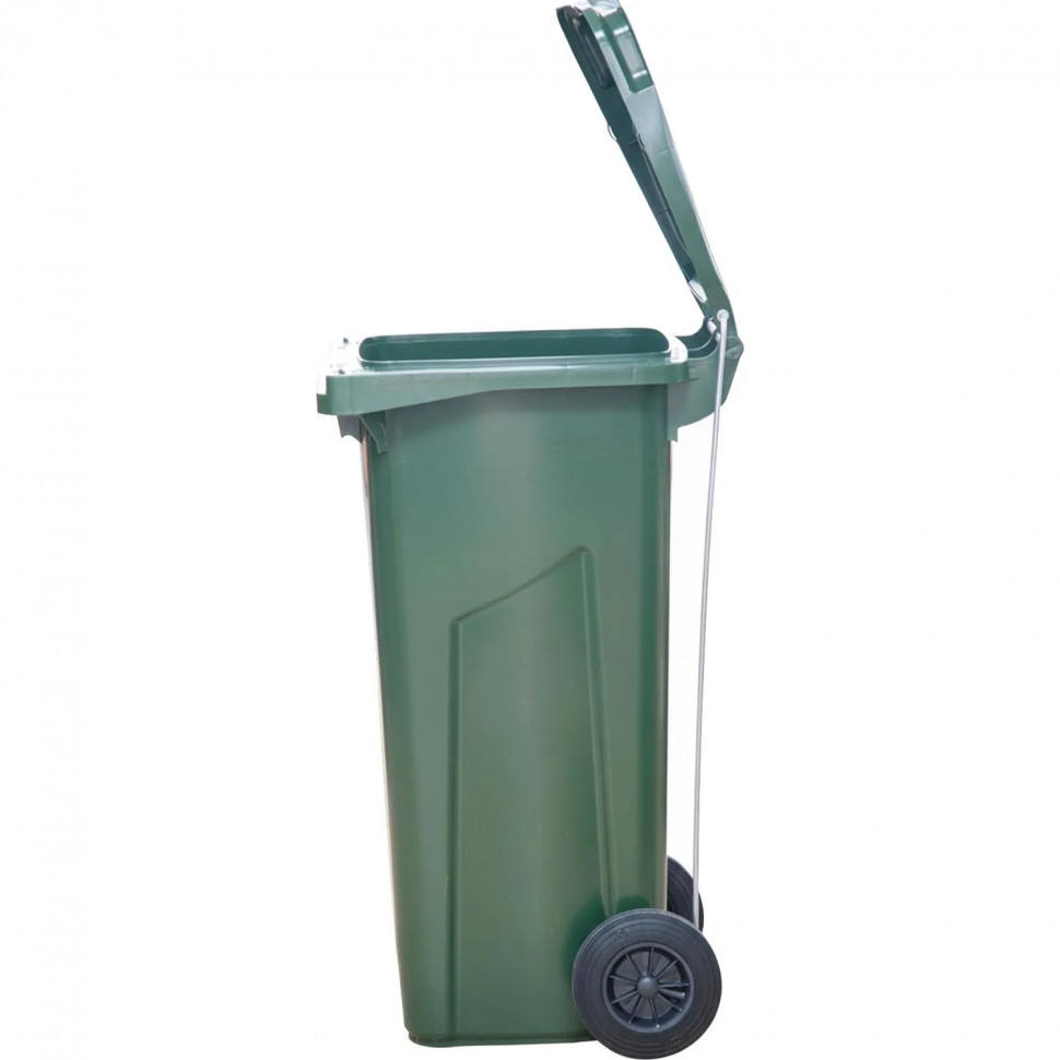 Контейнер-бак мусорный 120л с педал приводом Г-образ зеленый 120_08553_СПБ