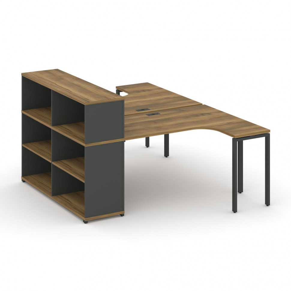 Concept Рабочая станция с опорным стеллажом с надставкой низ. CN.DSA-205 Сандал Янтарный/Антрацит/Ме