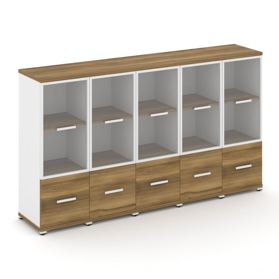 Concept Шкаф 5 узких секций, 3 ниши CN.STU-352 RPW W Сандал Янтарный/Белый Бриллиант/Металл Белый/Пр