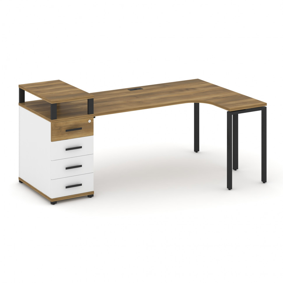 Concept Стол эргономичный CN.SA-406(R) B Сандал Янтарный/Белый Бриллиант/Металл Черный 2000*1180*917