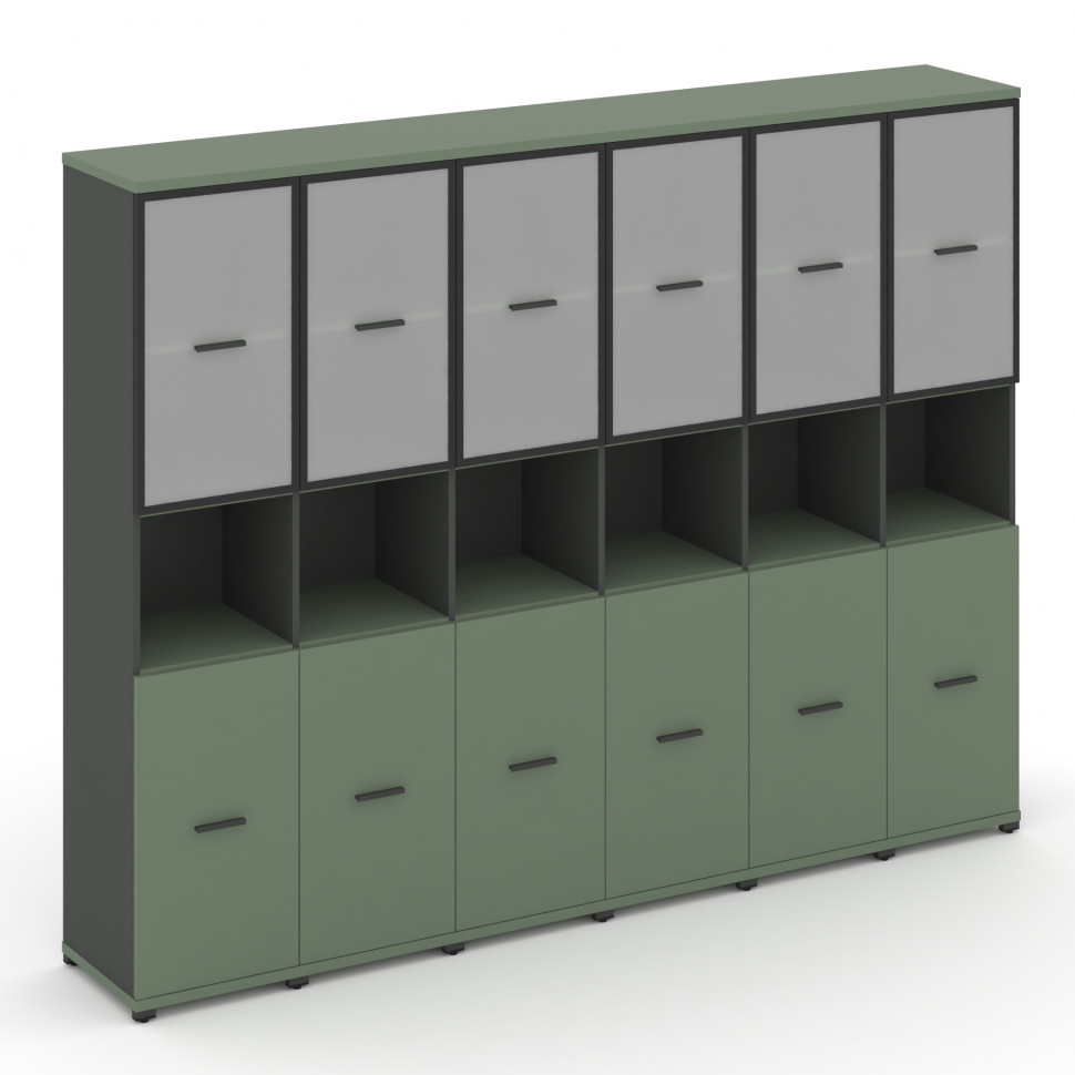 Concept Шкаф 6 узких секций, 5 ниш CN.STU-563 RMB A Кобо/Антрацит/Металл Антрацит/Сатин 2500*420*192