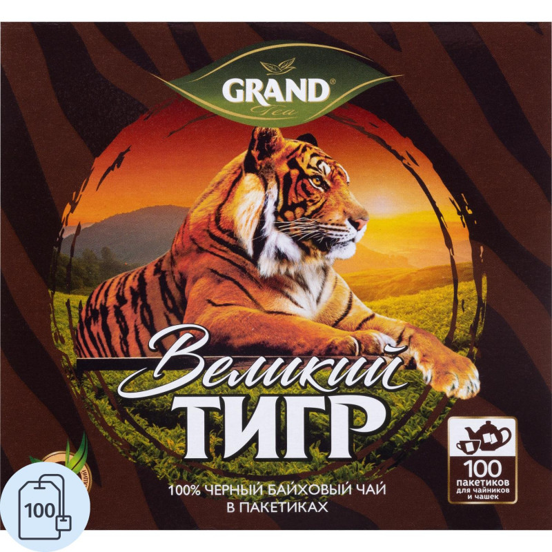 Чай Великий Тигр Отборный Инд Классич.Чер.,100 пак без ярл 2210003