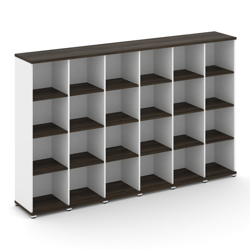 Concept Стеллаж 6 узких секций, 4 ниши CN.STU-460 Дуб Мали/Белый Бриллиант/Металл Белый 2500*420*155