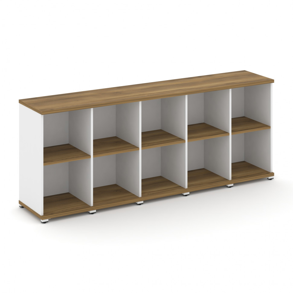 Concept Стеллаж 5 узких секций, 2 ниши CN.STU-250 Сандал Янтарный/Белый Бриллиант/Металл Белый 2084*