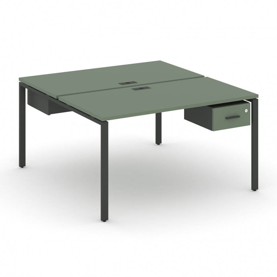 Concept Рабочая станция 2 сторонняя с подвесными тумбами на 2 места CN.DRS-109 A Кобо/Антрацит/Метал