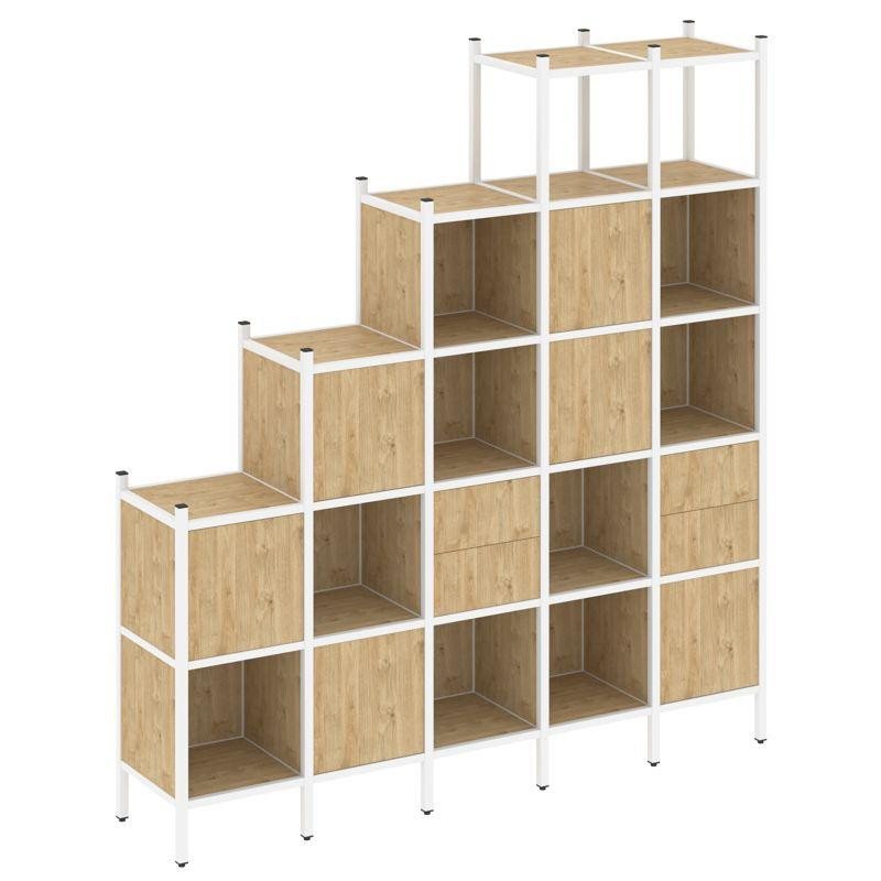 Loft Прямой стеллаж VR.L-25 Тиквуд Светлый/Металл Белый 2110*446*2280