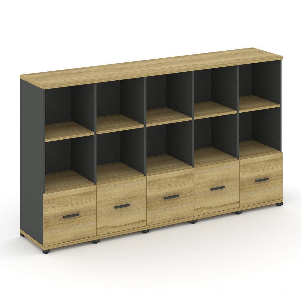 Concept Шкаф 5 узких секций, 3 ниши CN.STU-351 A Дуб Винченцо/Антрацит/Металл Антрацит 2084*420*1186