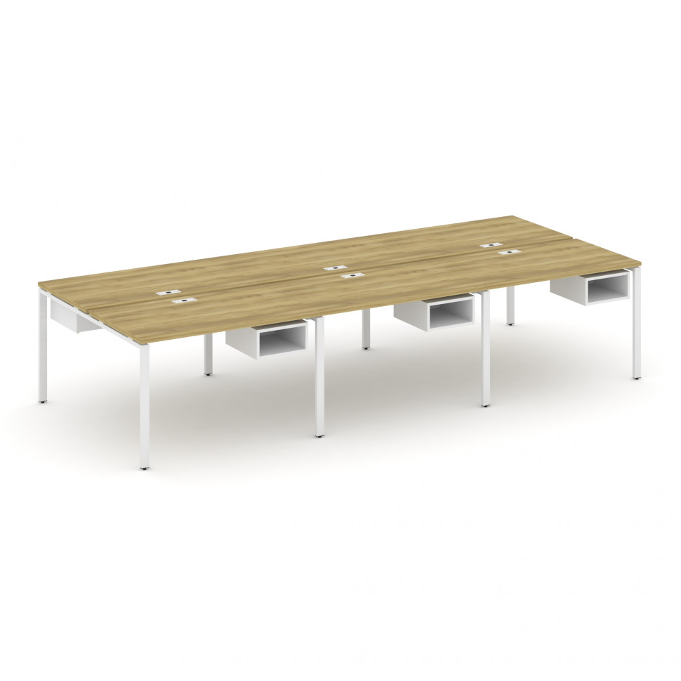 Concept Рабочая станция двухсторонняя с подвес. тумбами на 6 мест CN.DRS-142 Дуб Винченцо/Белый Брил Concept Рабочая станция двухсторонняя с подвес. тумбами на 6 мест CN.DRS-142 Дуб Винченцо/Белый Брил